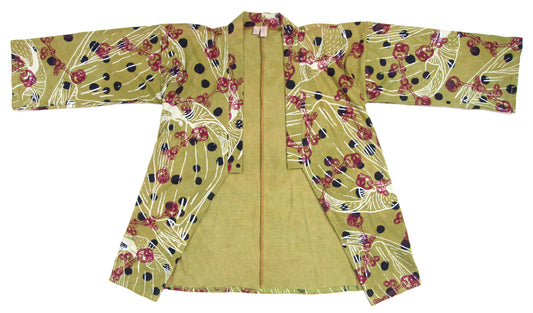 Avocado Green Jersey Knit Kimono Style Wrap with Bits