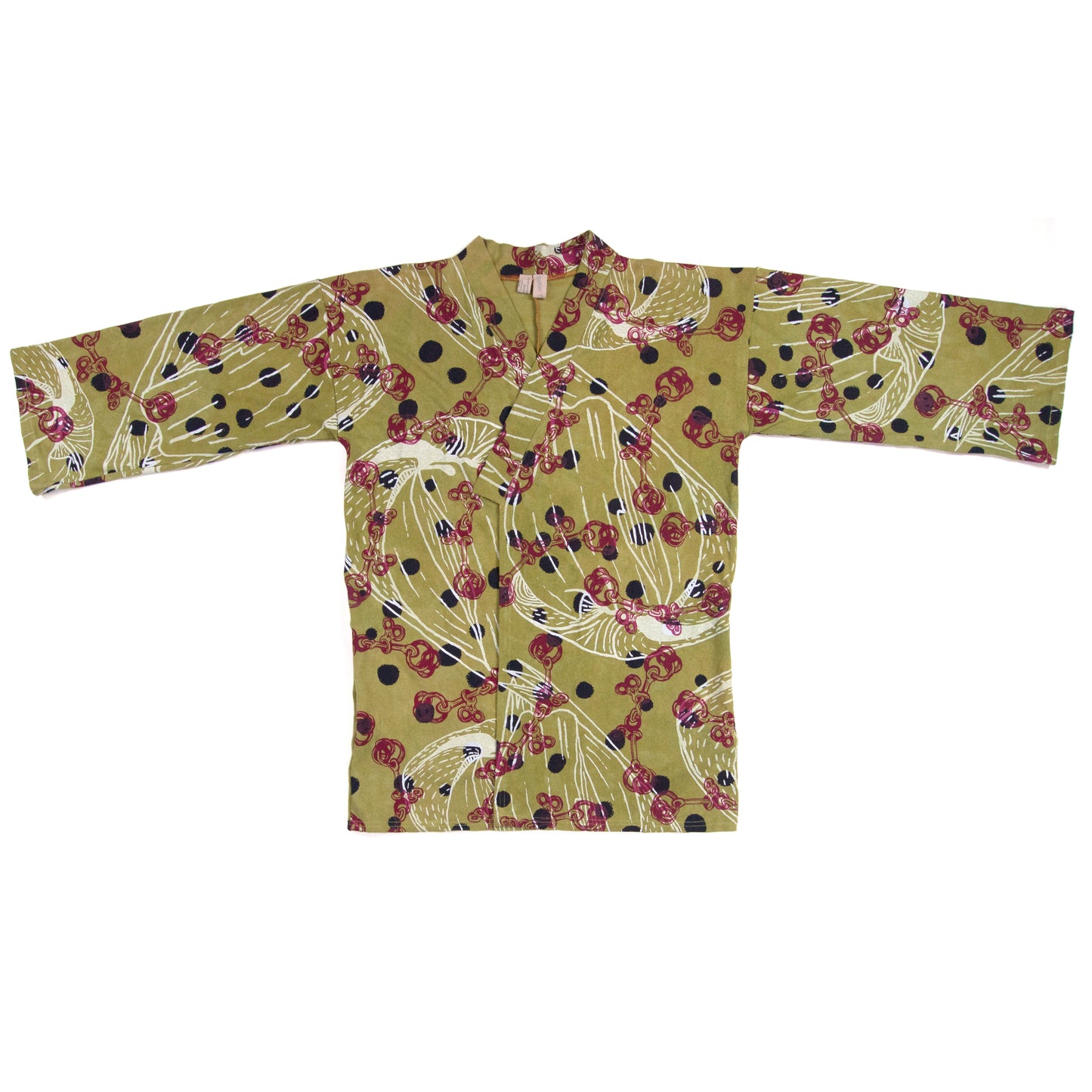 Avocado Green Jersey Knit Kimono Style Wrap with Bits