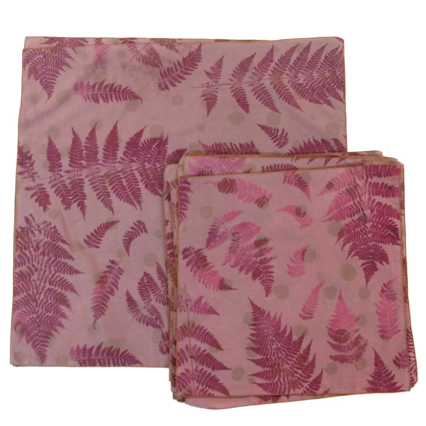 Naturally Dyed Cotton Bandana with Printed Ferns