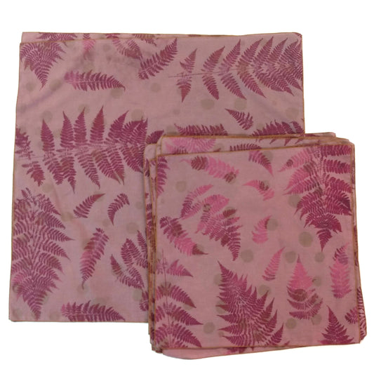 Naturally Dyed Cotton Bandana with Printed Ferns