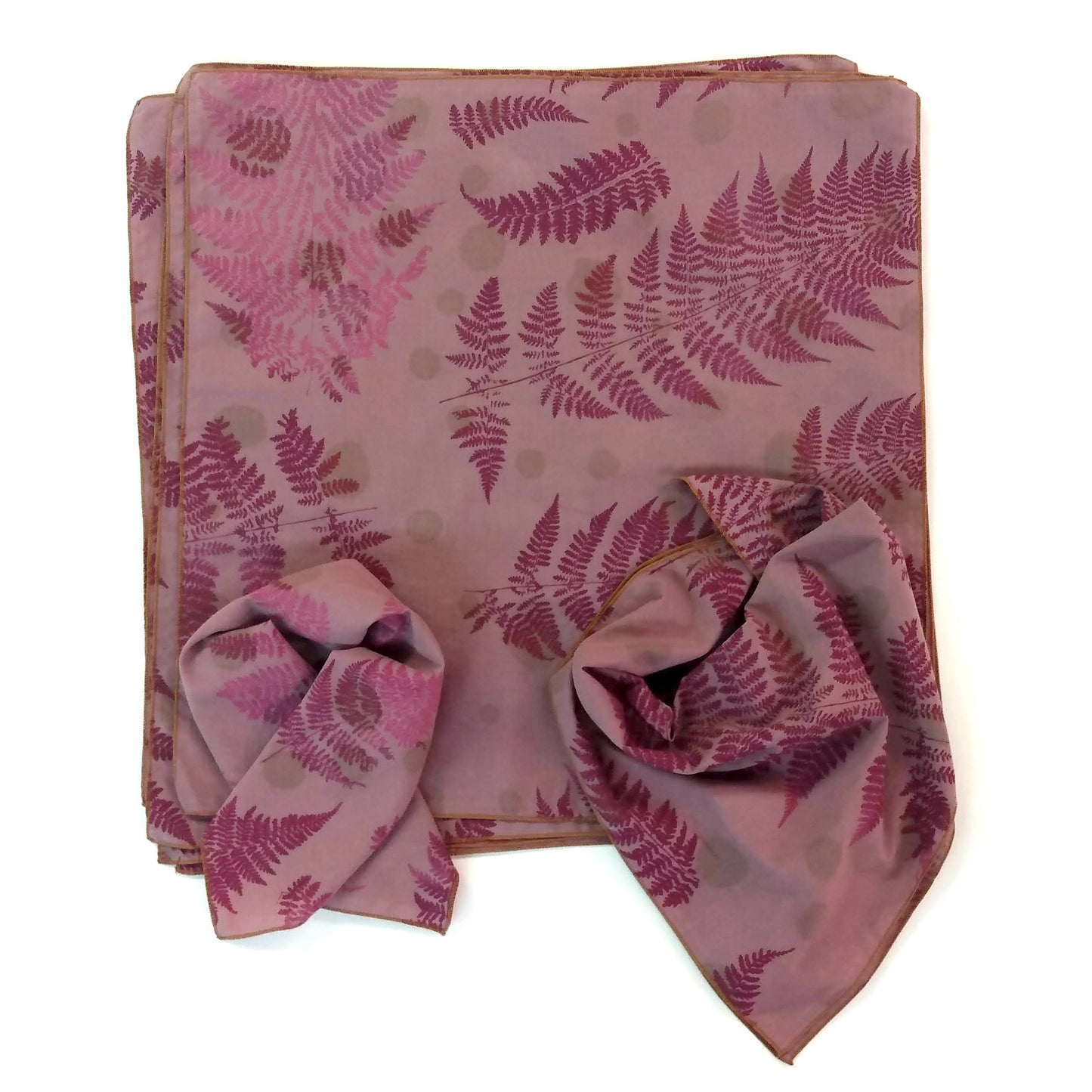 Naturally Dyed Cotton Bandana with Printed Ferns