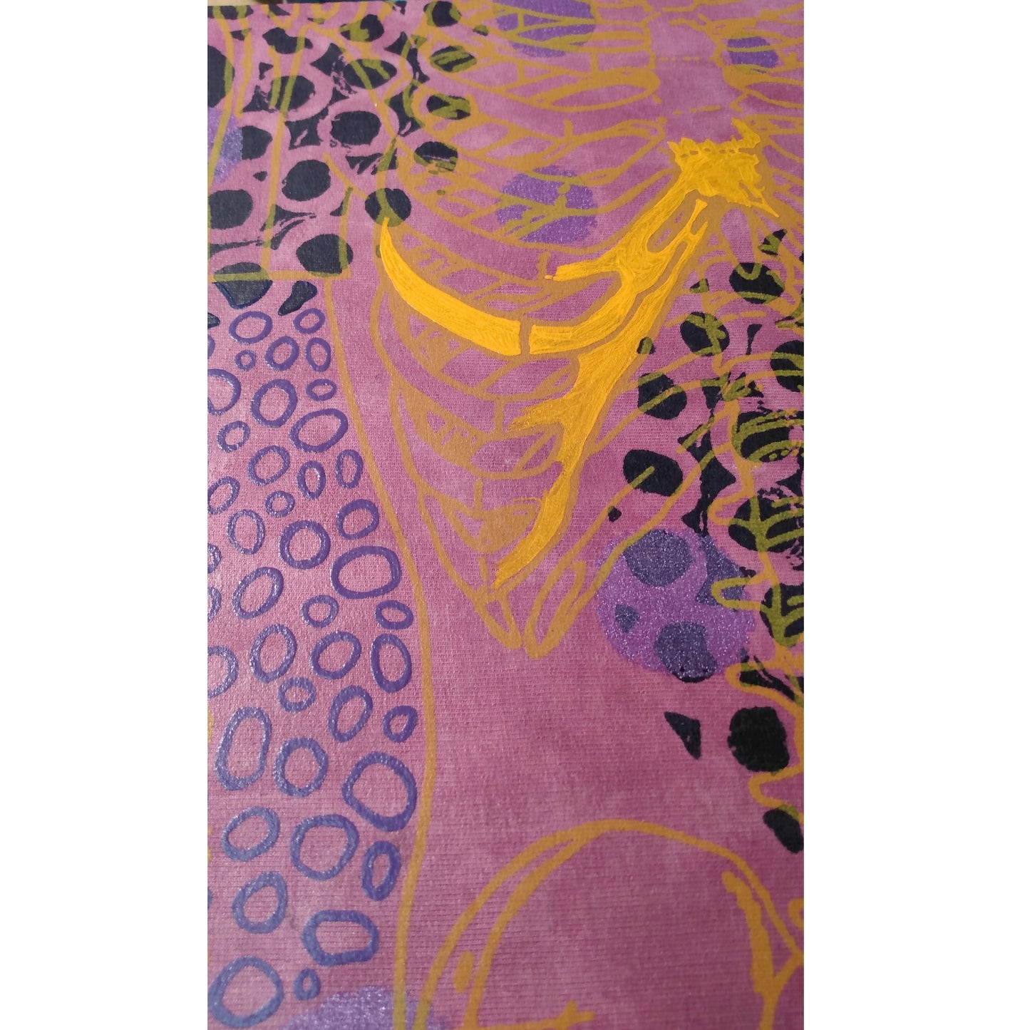 Purples Painting  + Silkscreen Textile Wall Art 10" x 10"