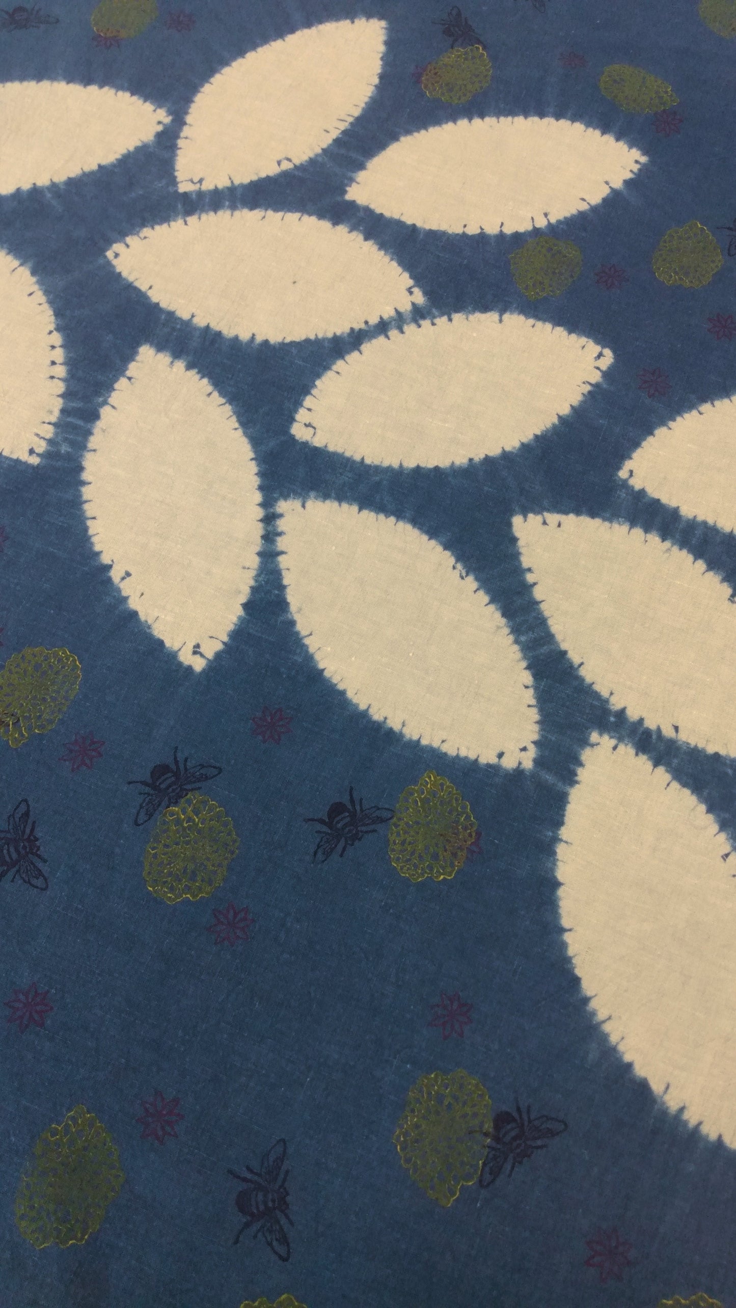 Indigo Dyed Polka Print Linen Center Piece