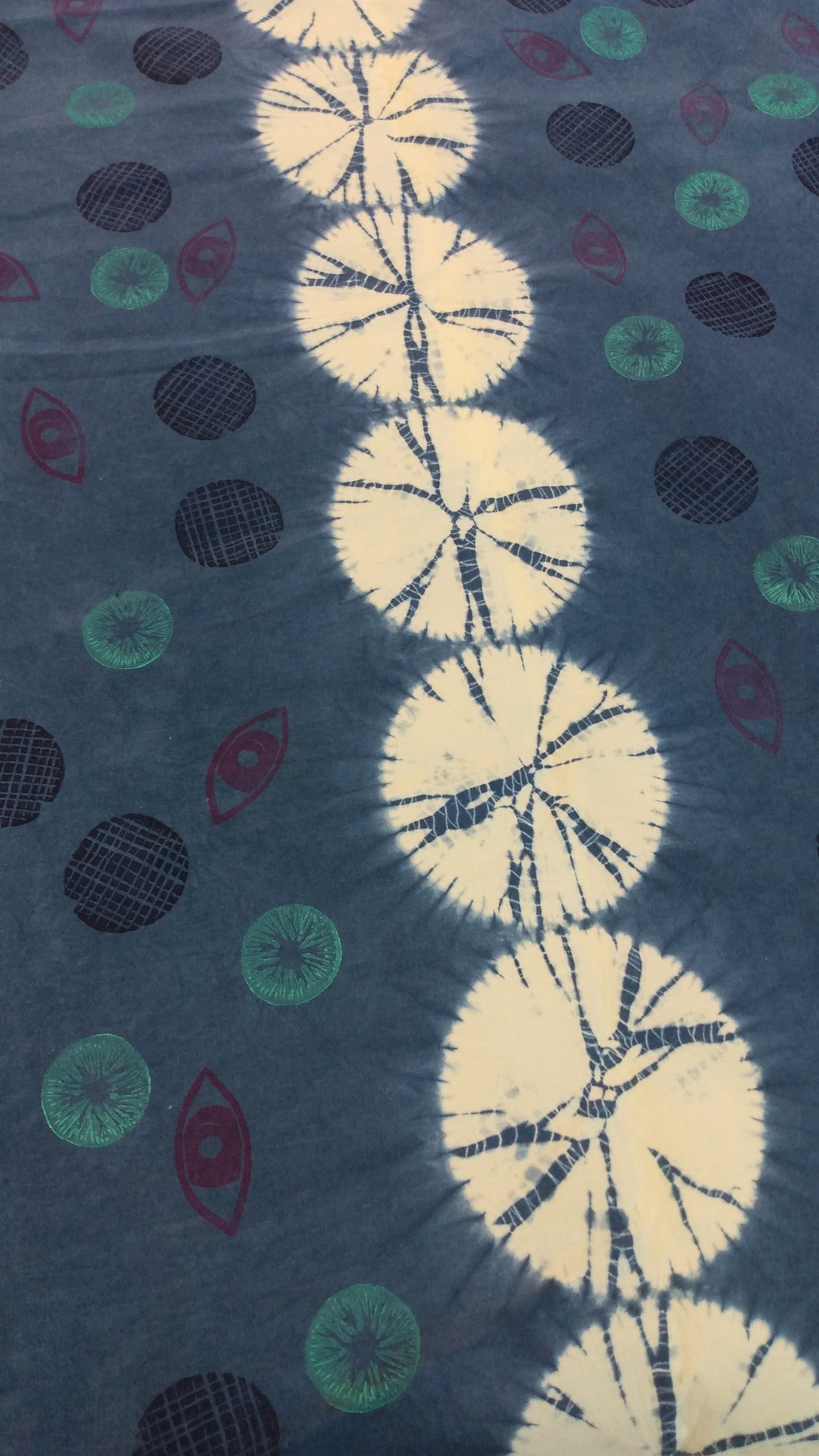 Indigo Dyed Polka Print Cotton Center Piece