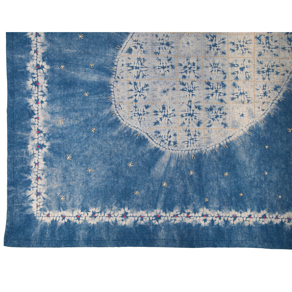 Stitching Resist Shibori + Embroidered Fabric; The Pineapple