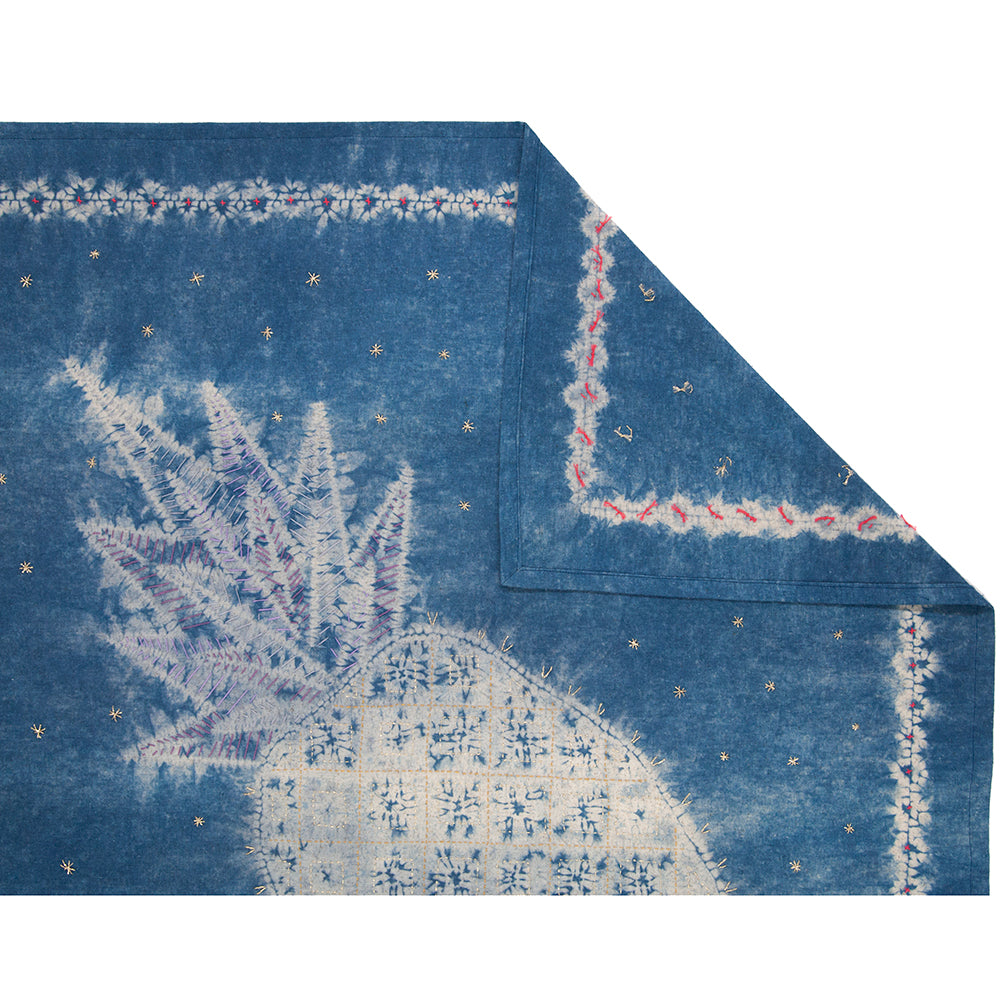 Stitching Resist Shibori + Embroidered Fabric; The Pineapple