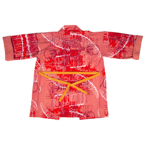 Orange Jersey Knit Kimono Style Wrap with Ibex Horn