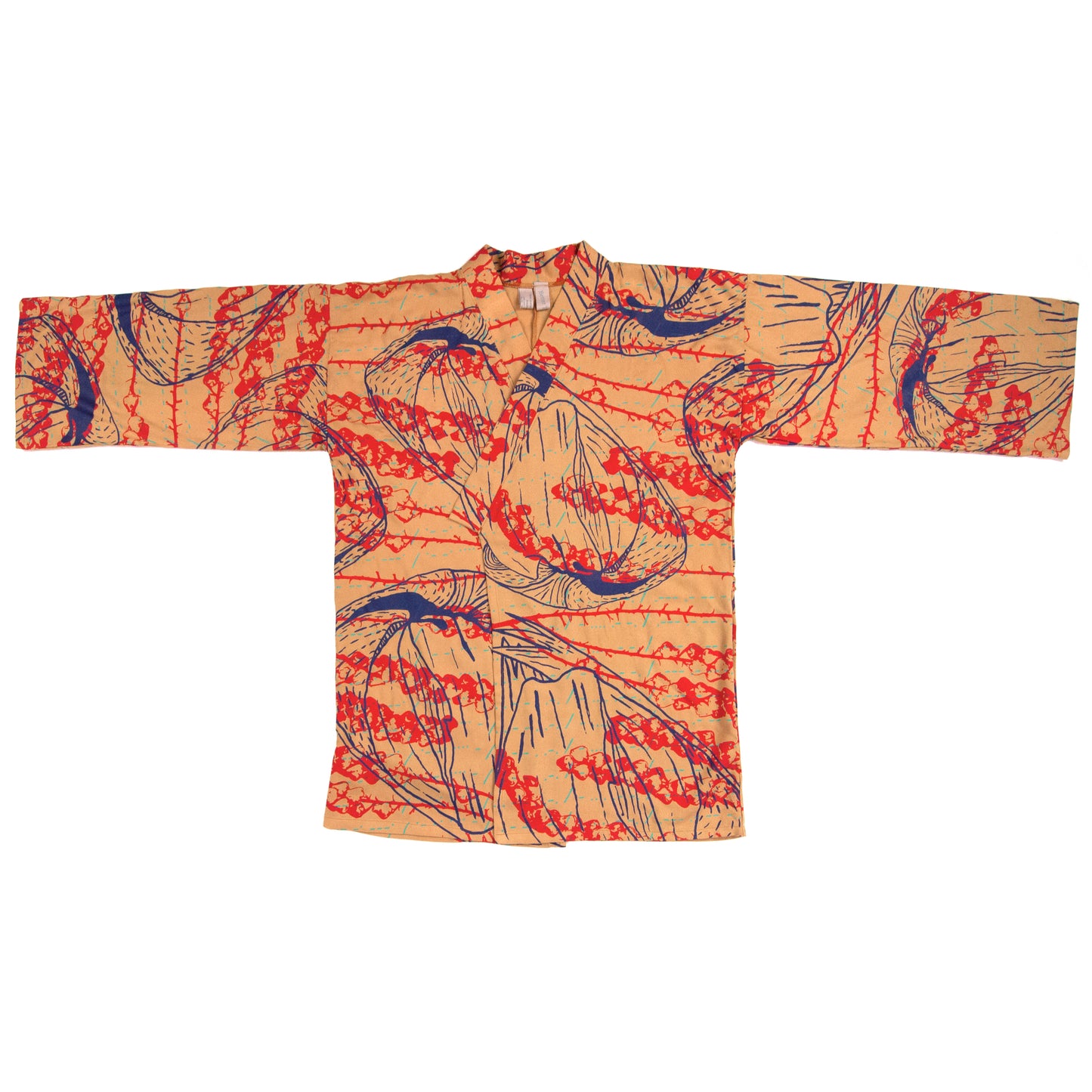 Mustard Yellow Silky Bamboo Kimono Style Wrap with Morse Code