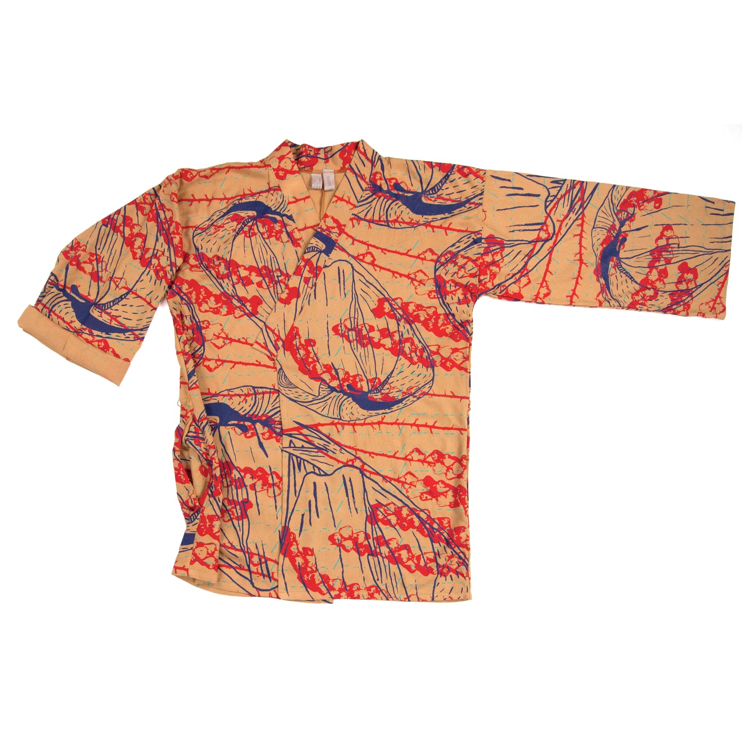 Mustard Yellow Silky Bamboo Kimono Style Wrap with Morse Code