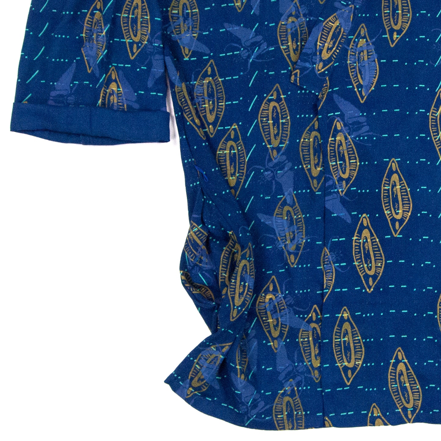 Indigo Blue Silky Bamboo Kimono Style Wrap with Almond Shells