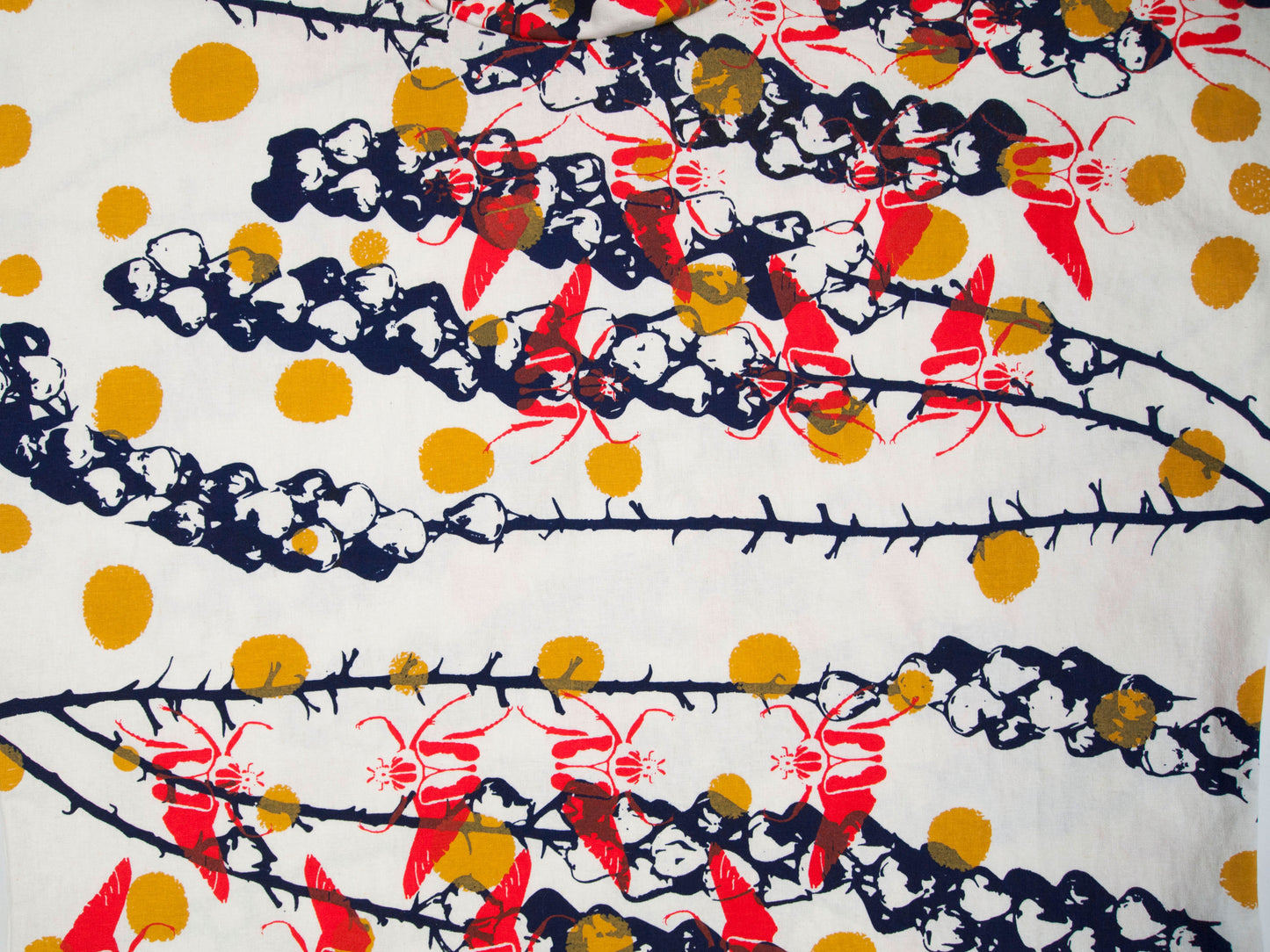 Cowl Neck Top // Linen Blend with bellflowers, goliath beetles, and polka dots Print