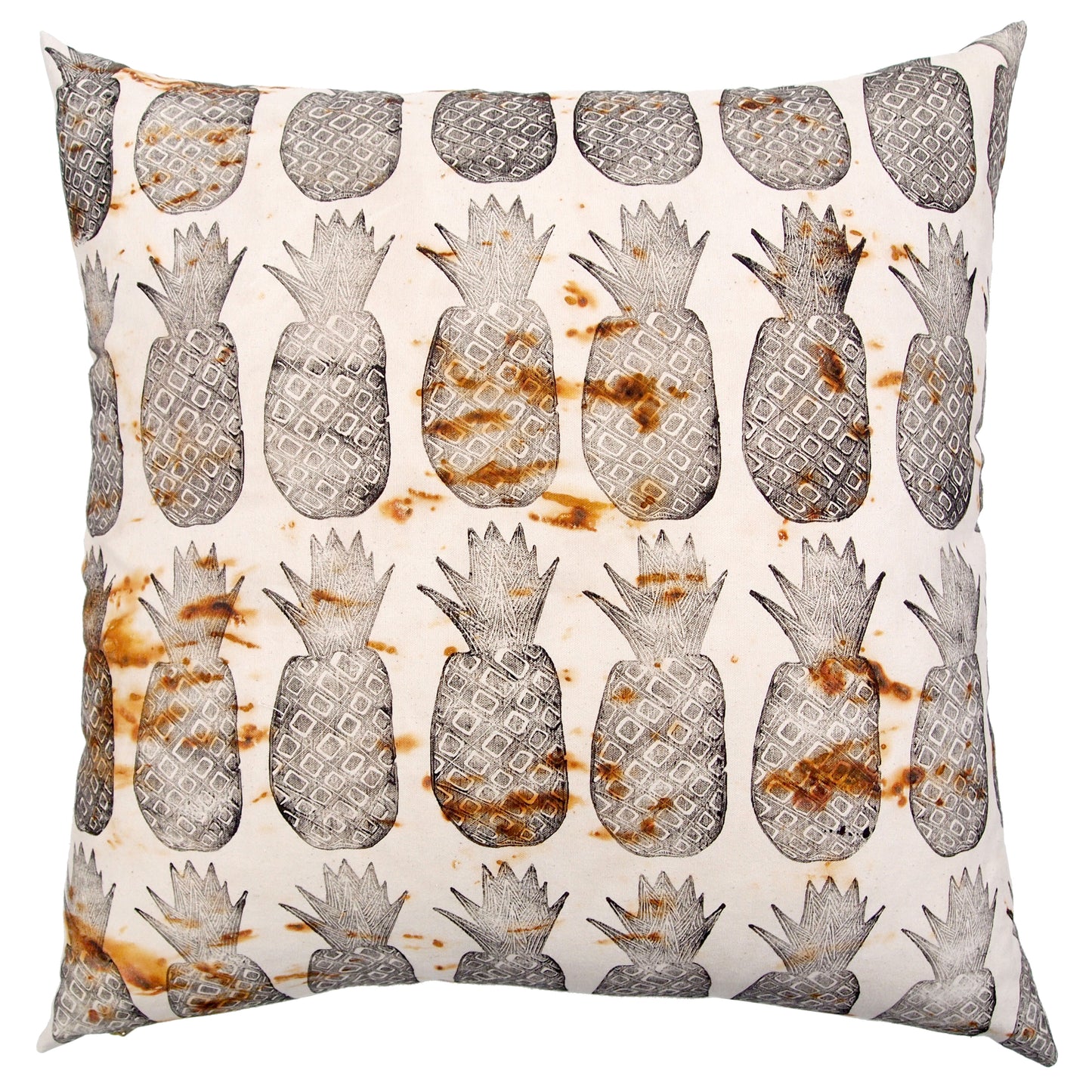 Rust Dyed Pineapple Block Print Pillow // Made to Order