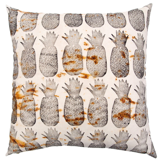 Rust Dyed Pineapple Block Print Pillow // Made to Order