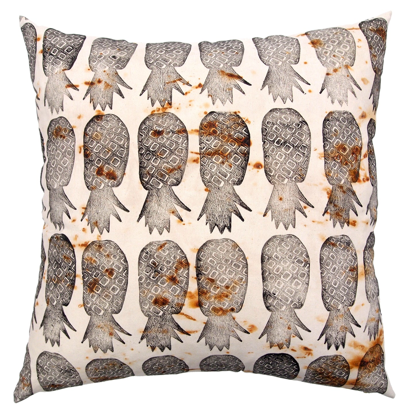 Rust Dyed Pineapple Block Print Pillow // Made to Order