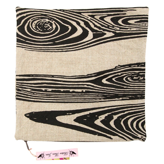 Woodgrain Printed Basketweave Heavy Linen Throw Pillows