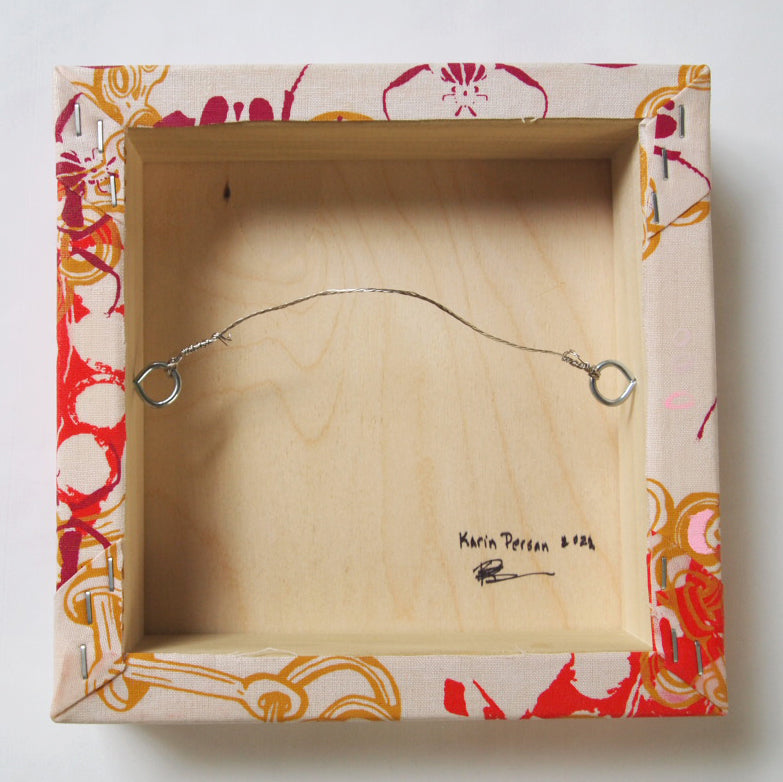 Pinks Painting  + Silkscreen Textile Wall Art 8" x 8"