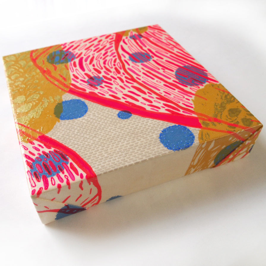 Primaries Painting  + Silkscreen Textile Wall Art 8" x 8"