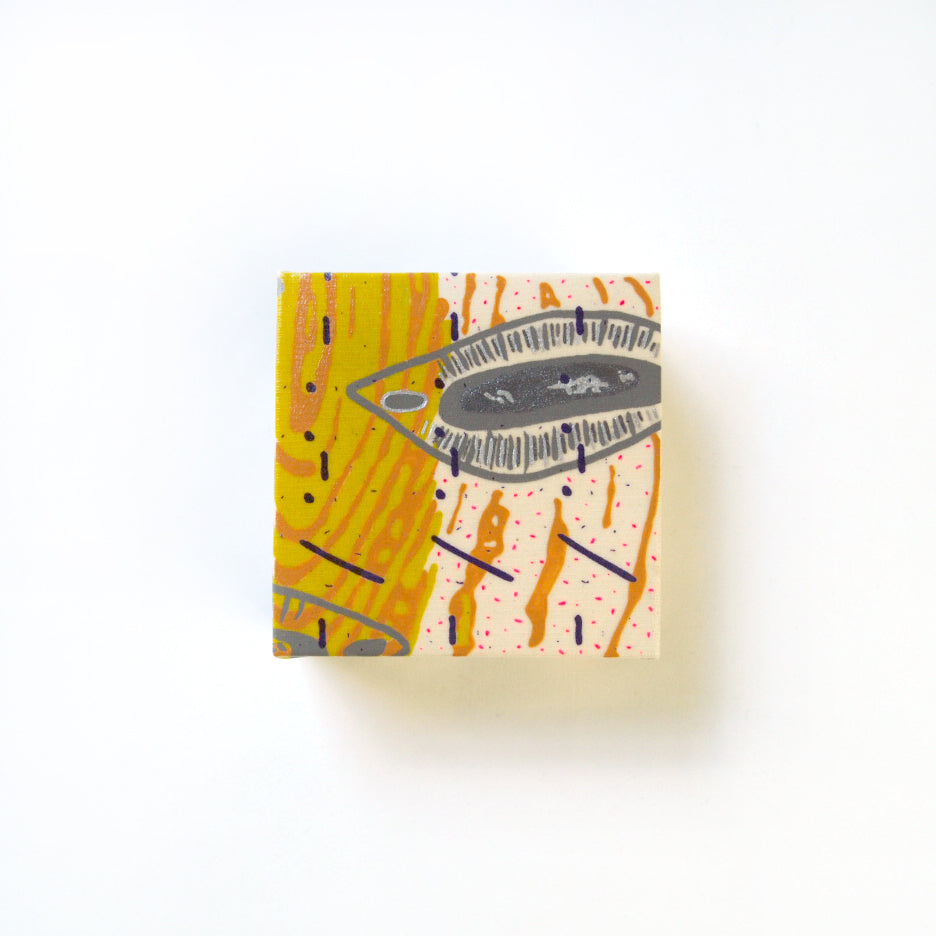 Naturals Painting  + Silkscreen Textile Wall Art 4" x 4"