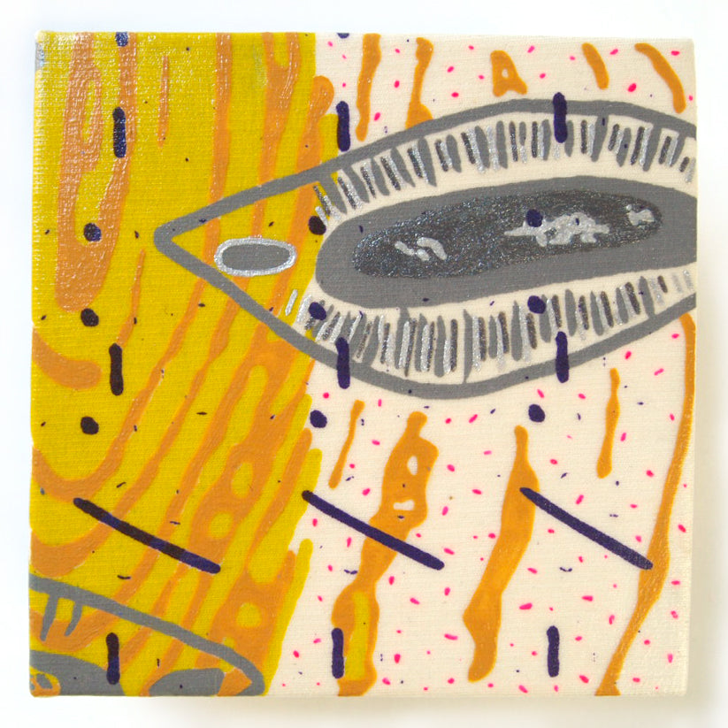 Naturals Painting  + Silkscreen Textile Wall Art 4" x 4"