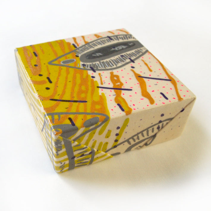 Naturals Painting  + Silkscreen Textile Wall Art 4" x 4"