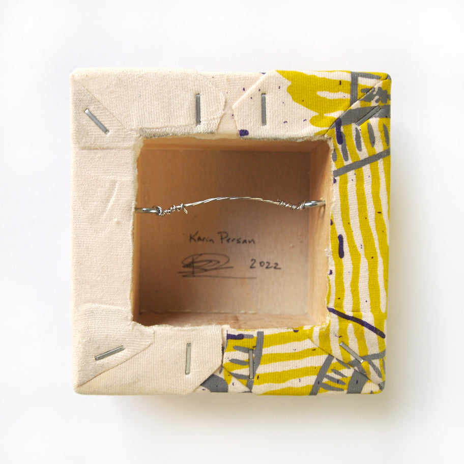 Naturals Painting  + Silkscreen Textile Wall Art 4" x 4"