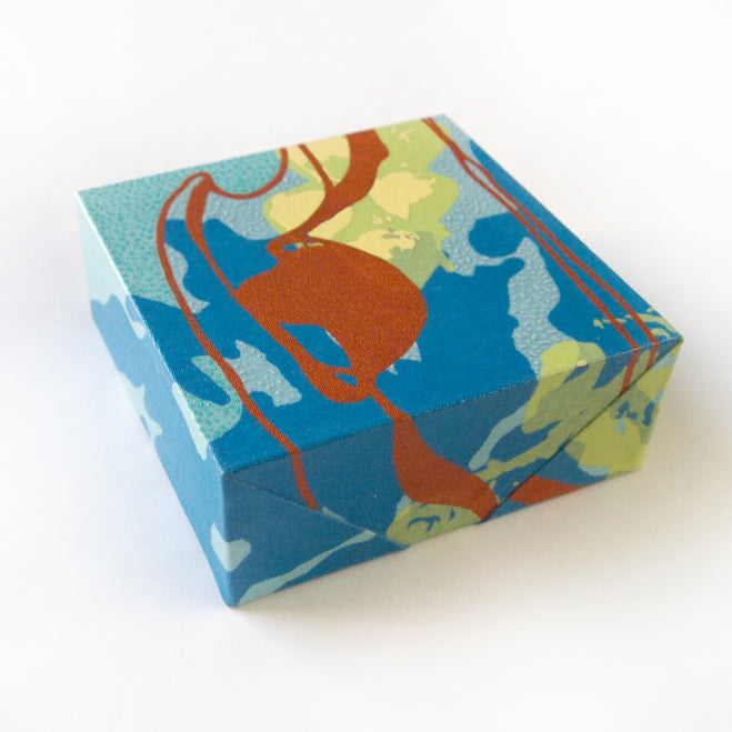 Blues Painting  + Silkscreen Textile Wall Art 4" x 4"