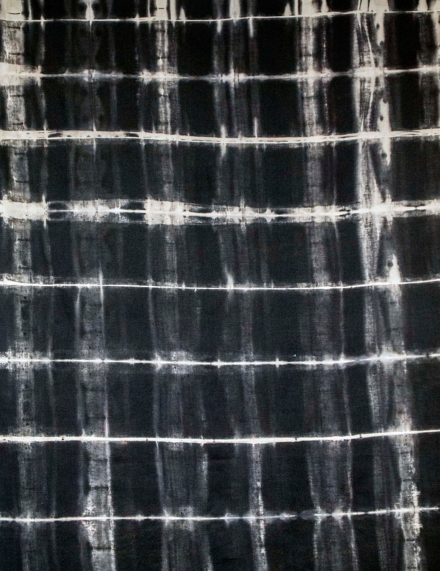 Black Linen Anti Shibori Dyed Printed with Goliath Beetles and Feather Rings