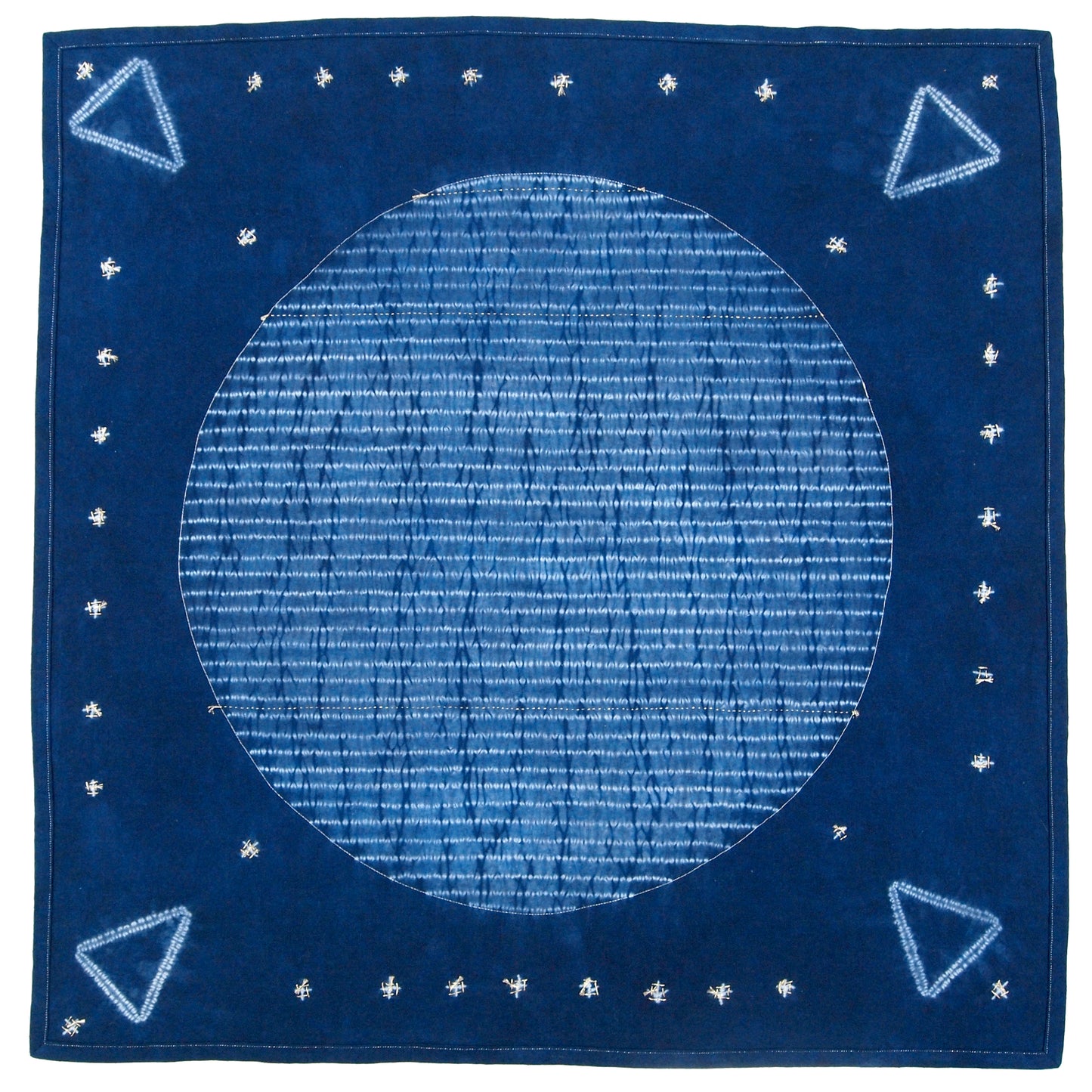 Stitching Resist Shibori + Embroidered Fabric; Moon