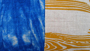 1/2 + 1/2 Wood Grain / Indigo Dyed Basketweave Heavy Linen Throws Pillows