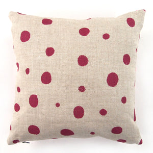 1/2 + 1/2 Hot Pink Polka Dot / Red Skeleton Basketweave Heavy Linen Throws Pillow