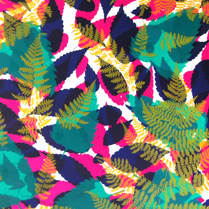 Fallen Leaves Screenprint  (teal on top) on Paper 20" x 30"