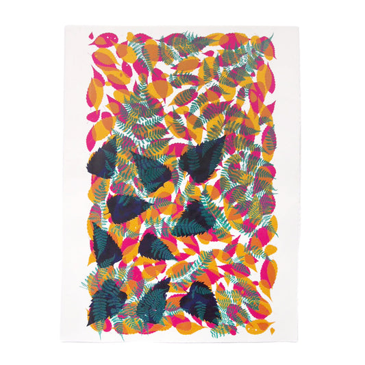 Fallen Leaves Screenprint  (navy on top) on Paper 20" x 30"