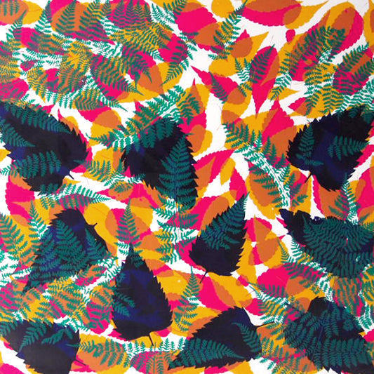 Fallen Leaves Screenprint  (navy on top) on Paper 20" x 30"