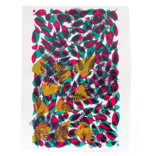 Fallen Leaves Screenprint  (ochre on top) on Paper 20" x 30"