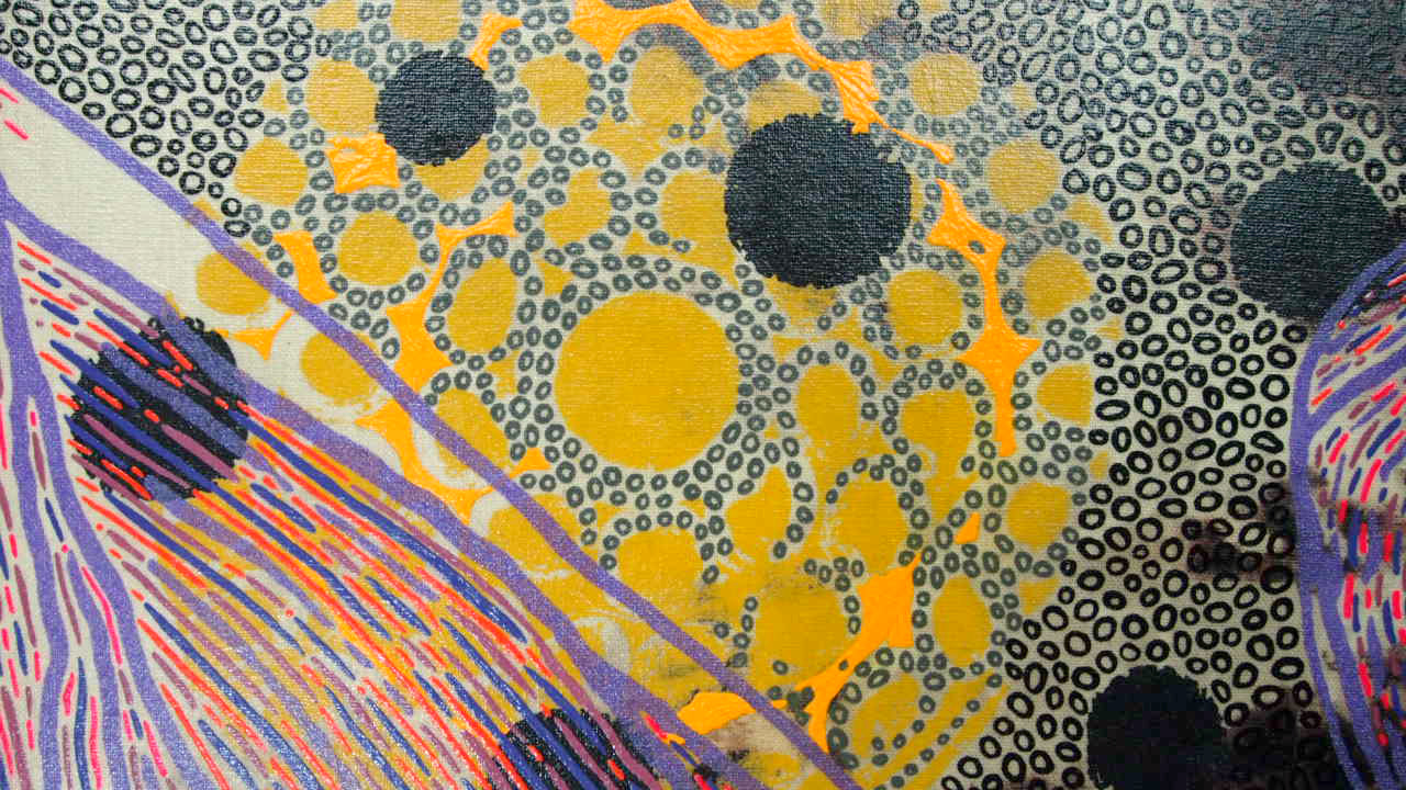Greys Painting  + Silkscreen Textile Wall Art 12" x 12"