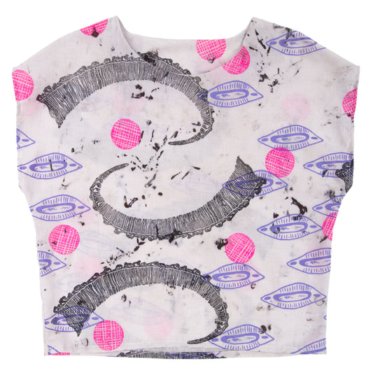 Cotton Sheer Top // Bundle Dyed with Ibex horn Print