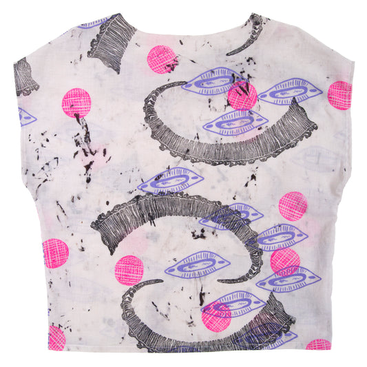 Cotton Sheer Top // Bundle Dyed with Ibex horn Print