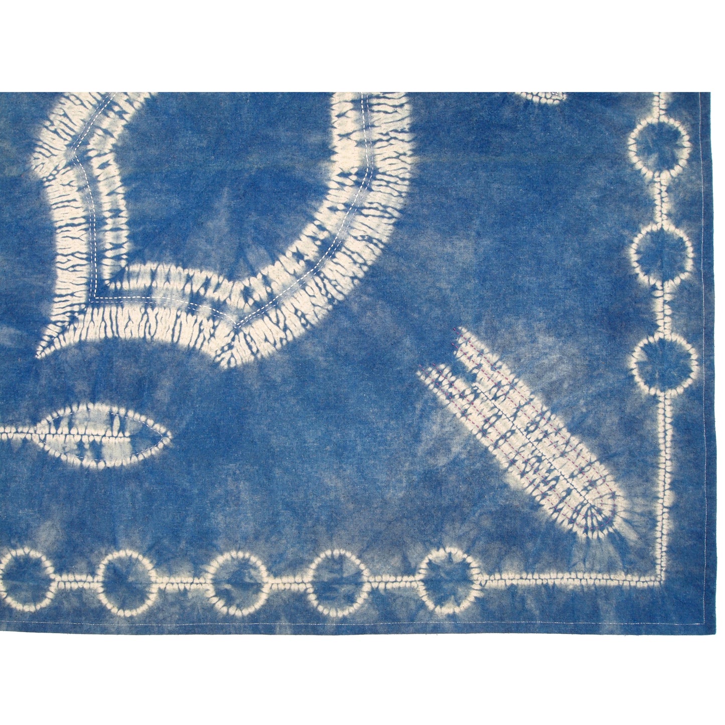 Stitching Resist Shibori + Embroidered Fabric; Crest