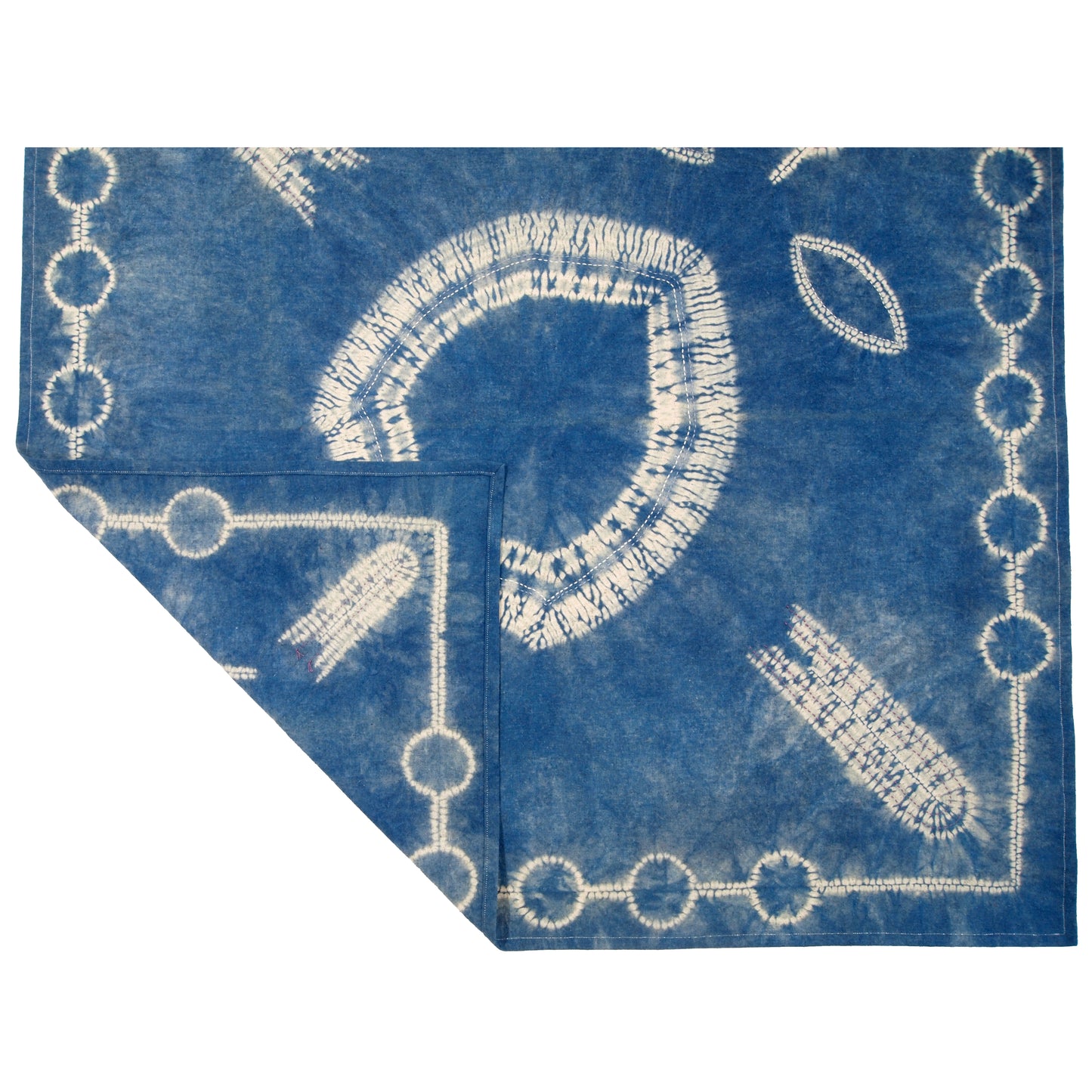 Stitching Resist Shibori + Embroidered Fabric; Crest