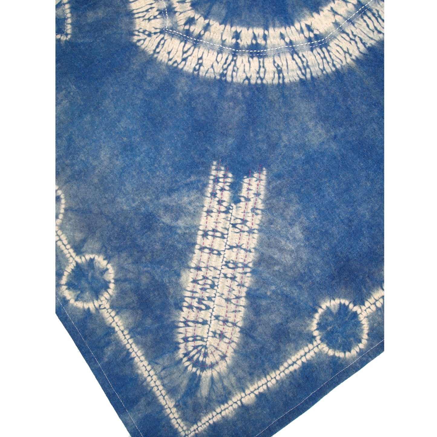 Stitching Resist Shibori + Embroidered Fabric; Crest