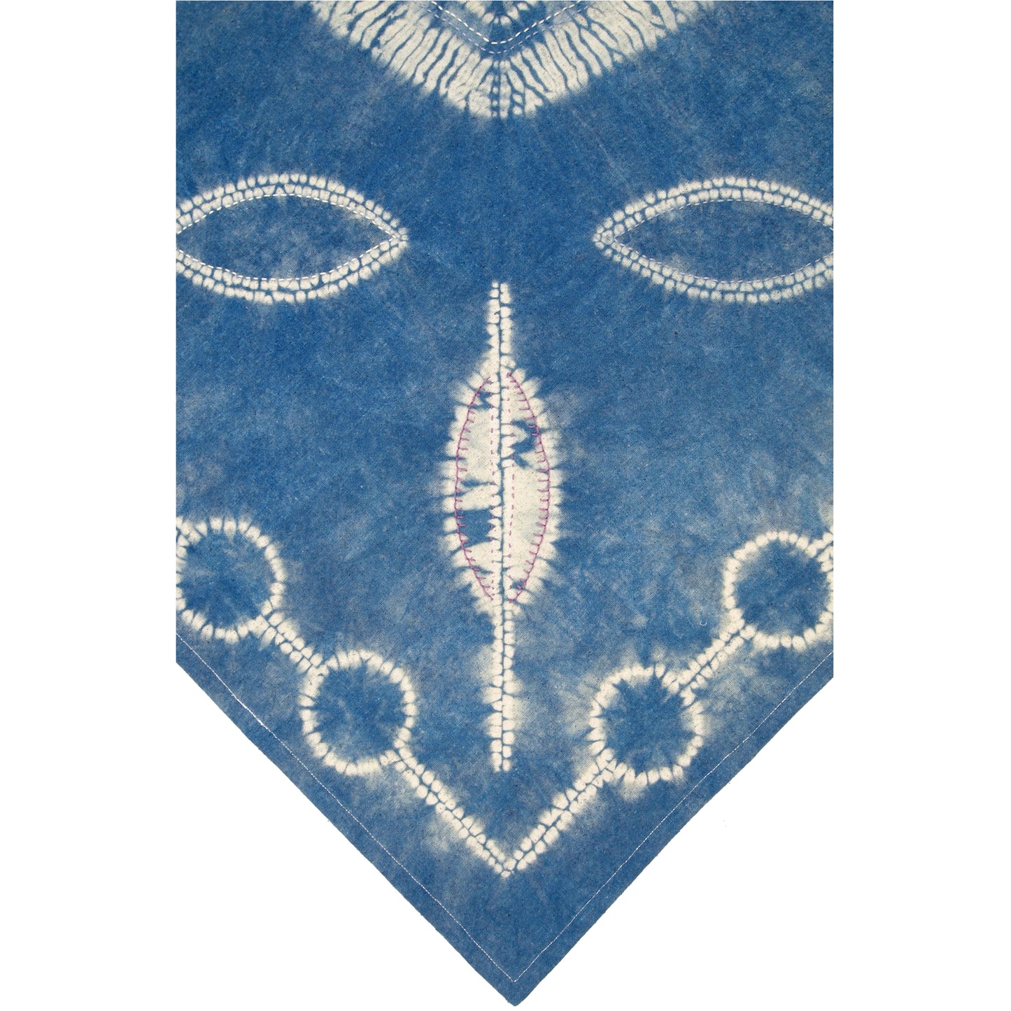 Stitching Resist Shibori + Embroidered Fabric; Crest