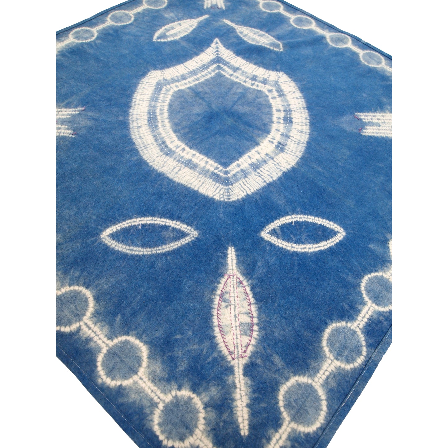 Stitching Resist Shibori + Embroidered Fabric; Crest