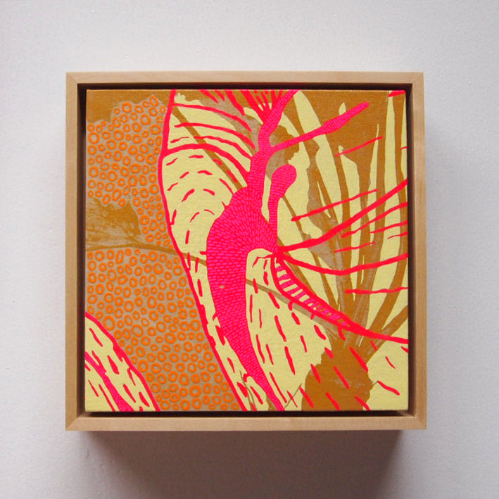 Yellows Painting  + Silkscreen Textile Wall Art 8" x 8"