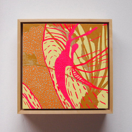 Yellows Painting  + Silkscreen Textile Wall Art 8" x 8"