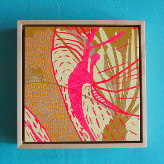 Yellows Painting  + Silkscreen Textile Wall Art 8" x 8"