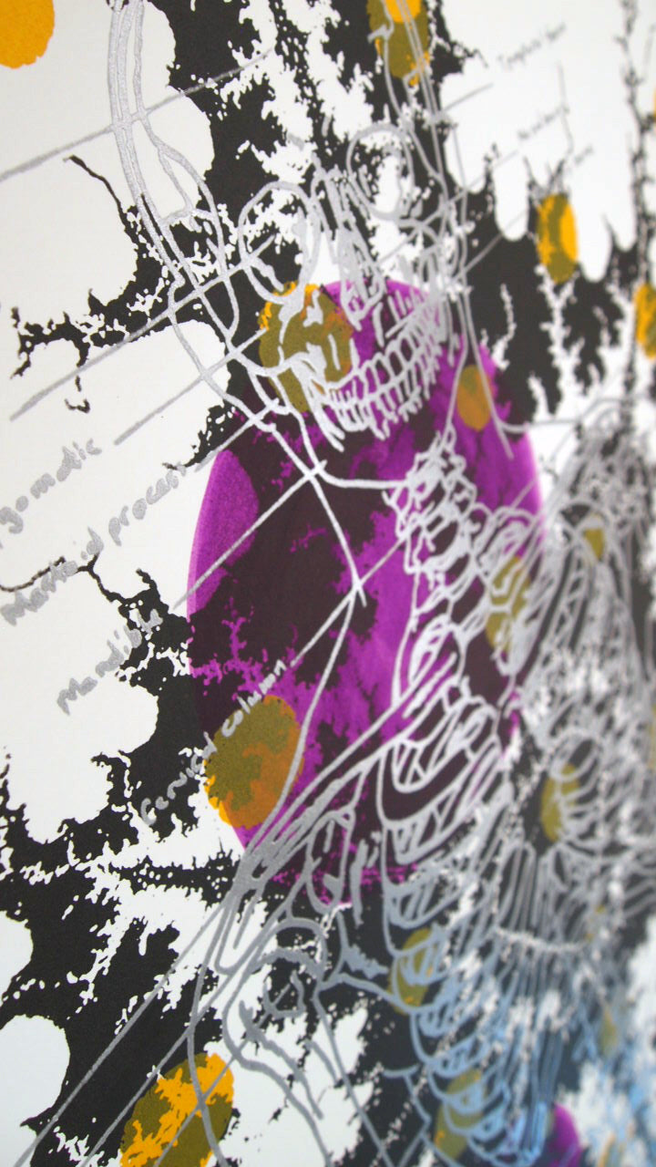 Silver Skeleton with Ochre Screenprint on Paper 18" x 24"