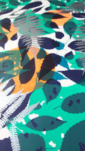 Load image into Gallery viewer, Metallic Silver Fern with Navy and Teal Screenprint on Paper