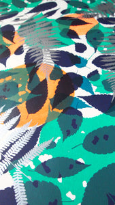 Metallic Silver Fern with Navy and Teal Screenprint on Paper