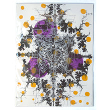 Load image into Gallery viewer, Silver Skeleton with Ochre Screenprint on Paper 18&quot; x 24&quot;