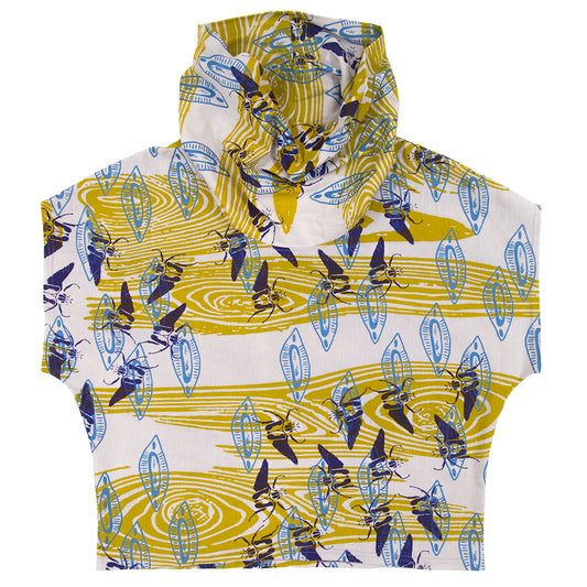 Cowl Neck Top // Linen Pale Purple with Goliath Beetle Print